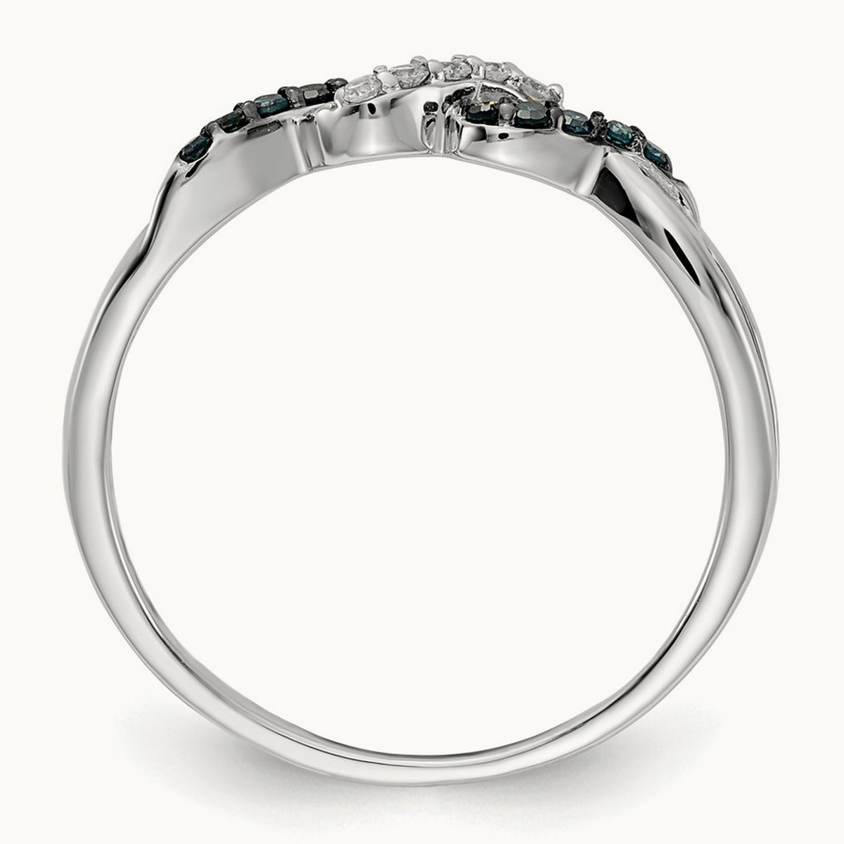 w/ Blue and White Diamond Twist Ring, 14K White Gold