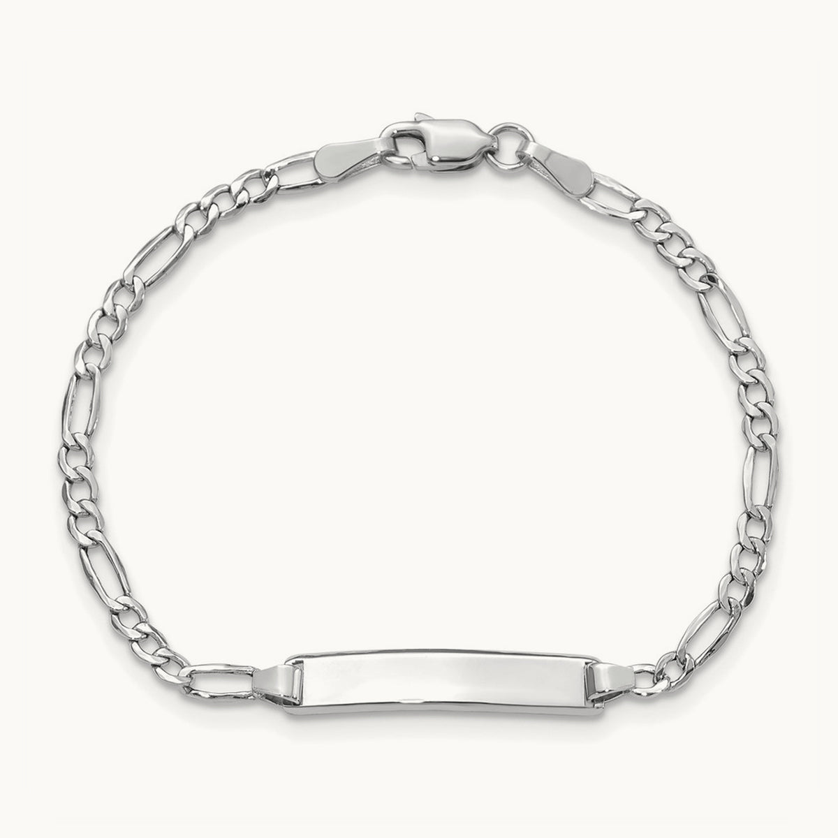 WG Semi-Solid Polished Figaro ID Bracelet, 14K