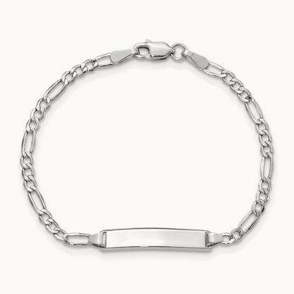 WG Semi-Solid Polished Figaro ID Bracelet, 14K
