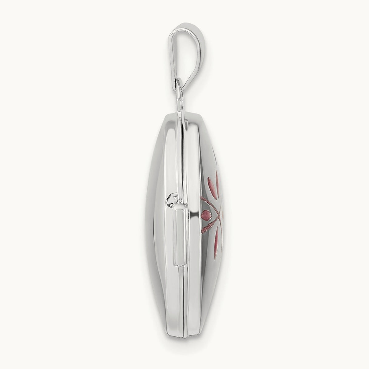 Enamel Leaves Oval Locket — 14K White Gold