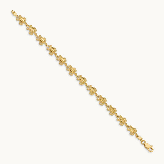Swimming Sea Turtle Bracelet, 14K