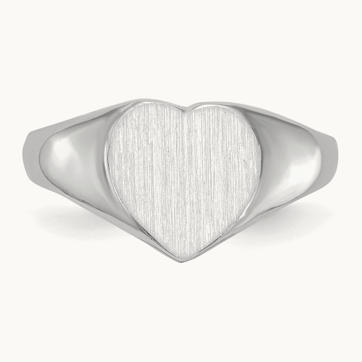 Closed Back Heart Signet Ring — 14K White Gold, 8.0x7.5mm, 5