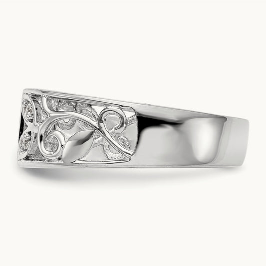Semi-Mount Peg Set Engagement Ring, 0.05 ct tw Lab-Grown Diamond