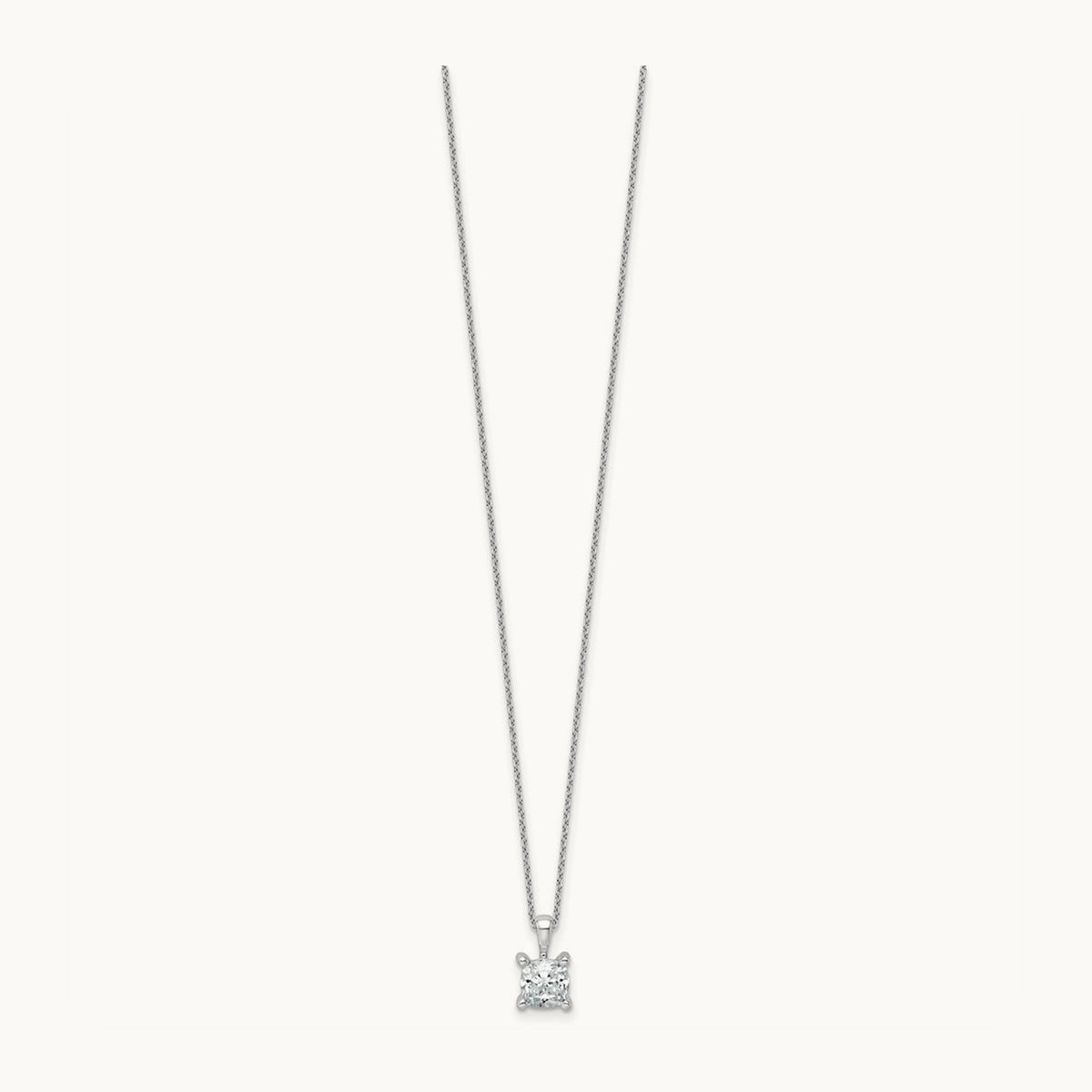 Cushion Pendant Necklace, 0.50-2.00 ct tw Lab-Grown Diamond — 1 ct, 14K White Gold