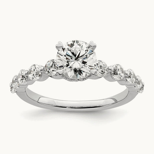 Round Semi-Mount Solitaire Engagement Ring, 0.75 ct tw Lab-Grown Diamond