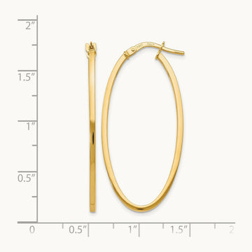 Polished Oval Hoop Earrings, 14K — Leslie's