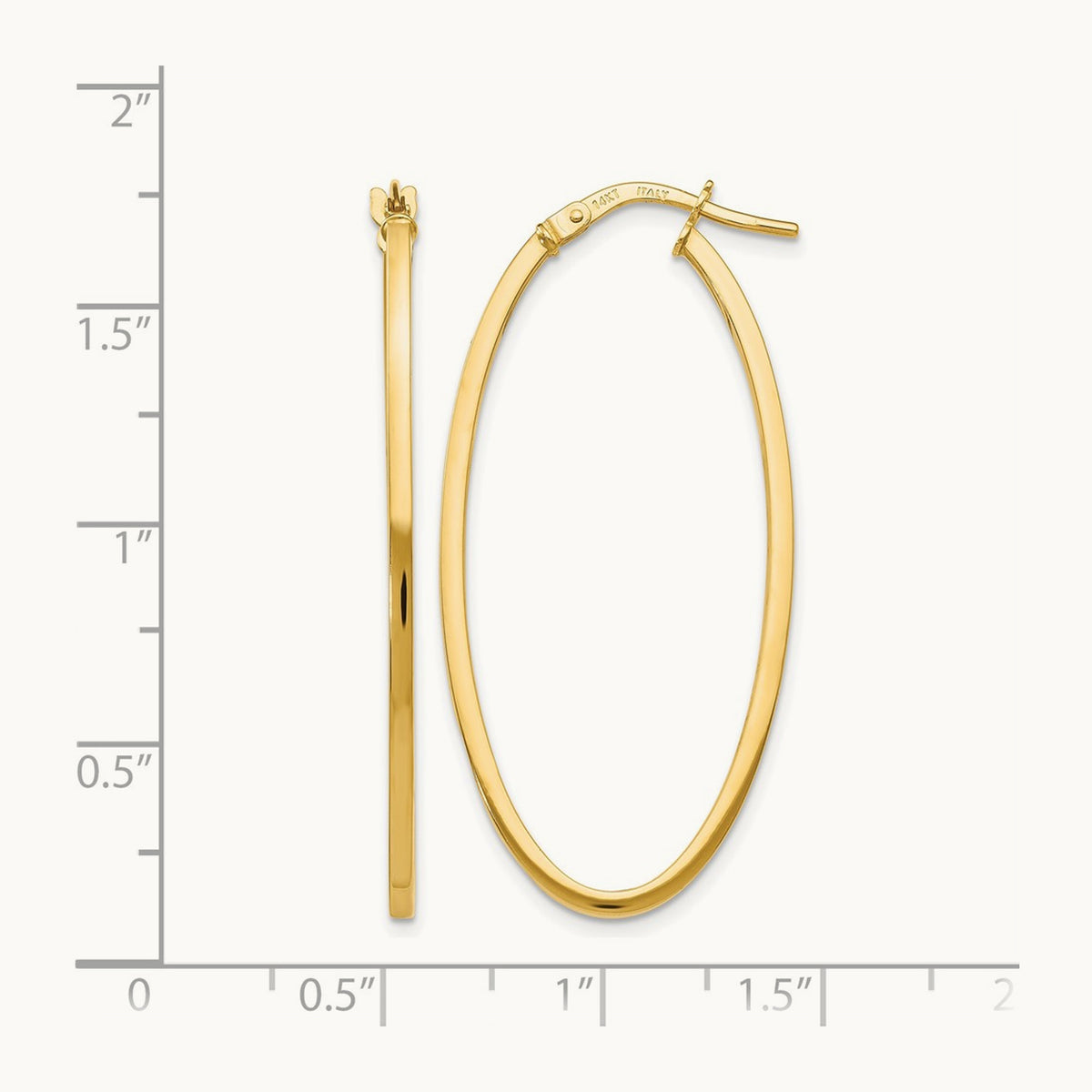 Polished Oval Hoop Earrings, 14K — Leslie's