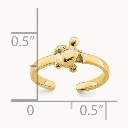 Adjustable Sea Turtle Toe Ring, 14K