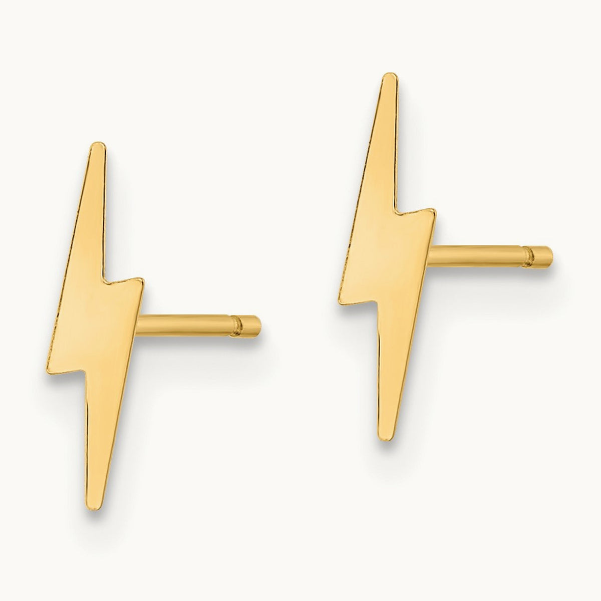 Polished Lightning Bolt Post Earrings, 14K