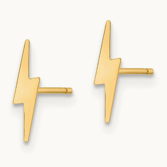Polished Lightning Bolt Post Earrings, 14K