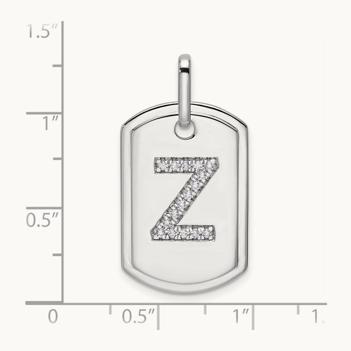 Diamond Dog Tag Charm — 14K White Gold, Z