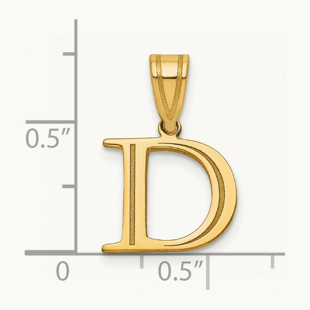 Polished Etched Letter D Initial Pendant, 14K