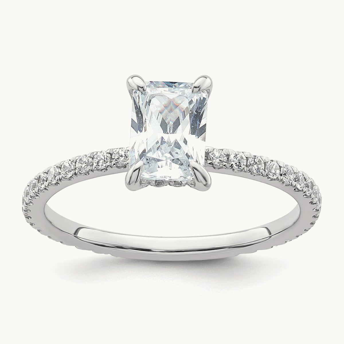 Solitaire with Flair Engagement Ring, 1.25-2.25 ct tw Lab-Grown Diamond — 1 1/3 ct, 14K White Gold