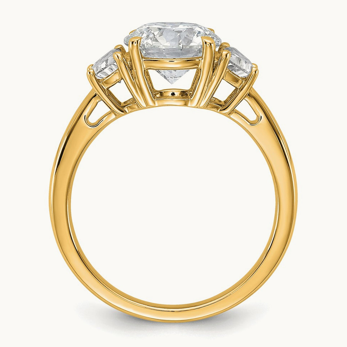 Round 3 Stone Engagement Ring, 1.25-4.00 ct tw Lab-Grown Diamond — 2 1/2 ct, 14K Yellow Gold