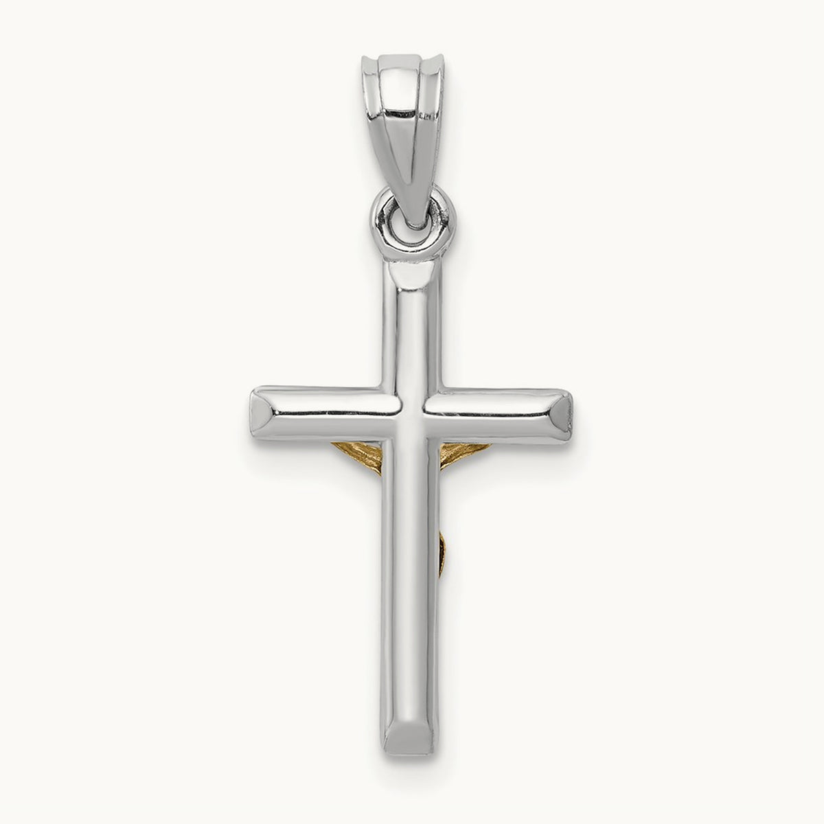 Hollow Crucifix Charm, 14K Two-tone