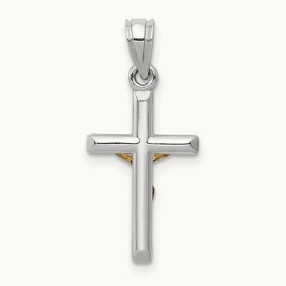Hollow Crucifix Charm, 14K Two-tone