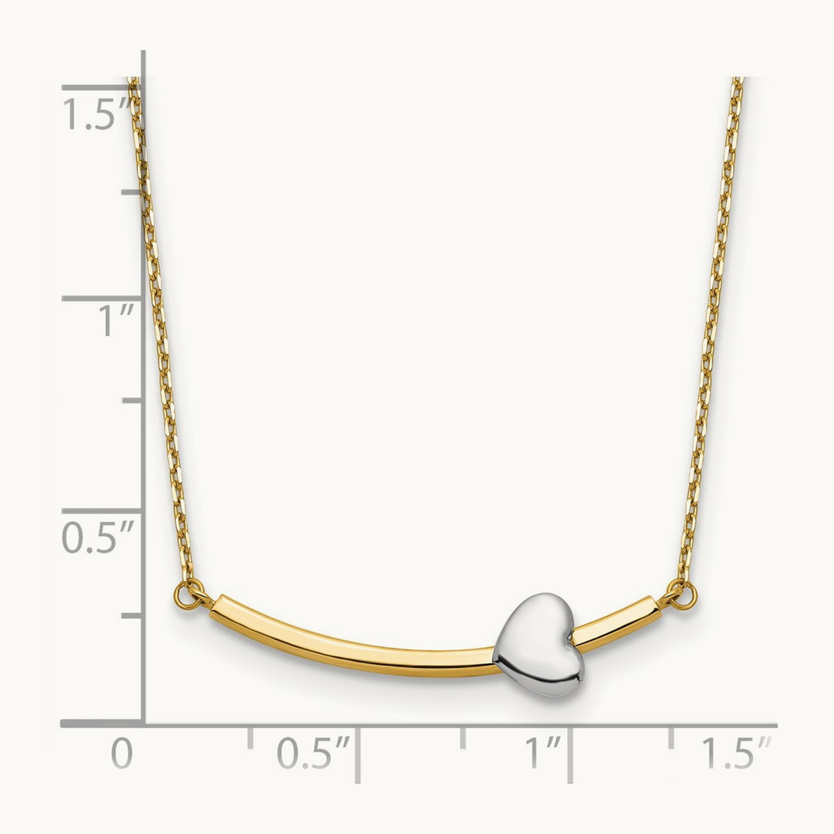 Heart Bar 18 inch Necklace, 14K Two-tone
