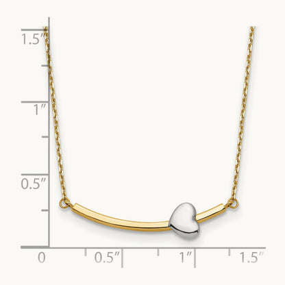 Heart Bar 18 inch Necklace, 14K Two-tone