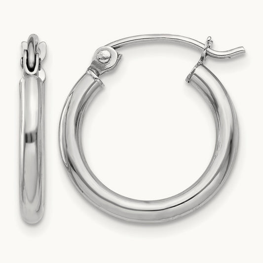 Polished Polished Hoop Earrings — 10K White Gold, 15mm, 2x15mm