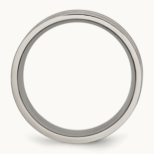 Brushed Yellow IP-plated Grooved Band — photo set