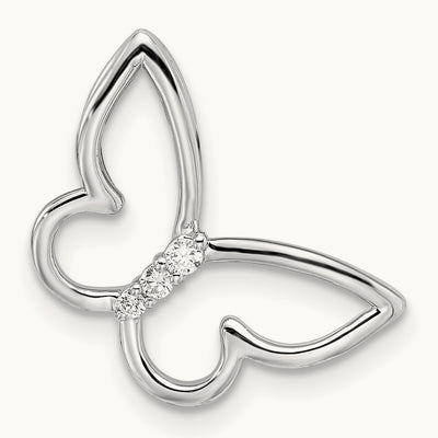 Polished Butterfly Diamond Chain Slide — 14K White Gold