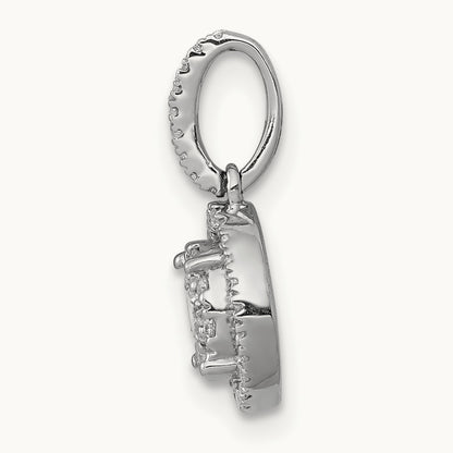 1/4ct. Diamond Round Halo Cluster Pendant, 14K White Gold