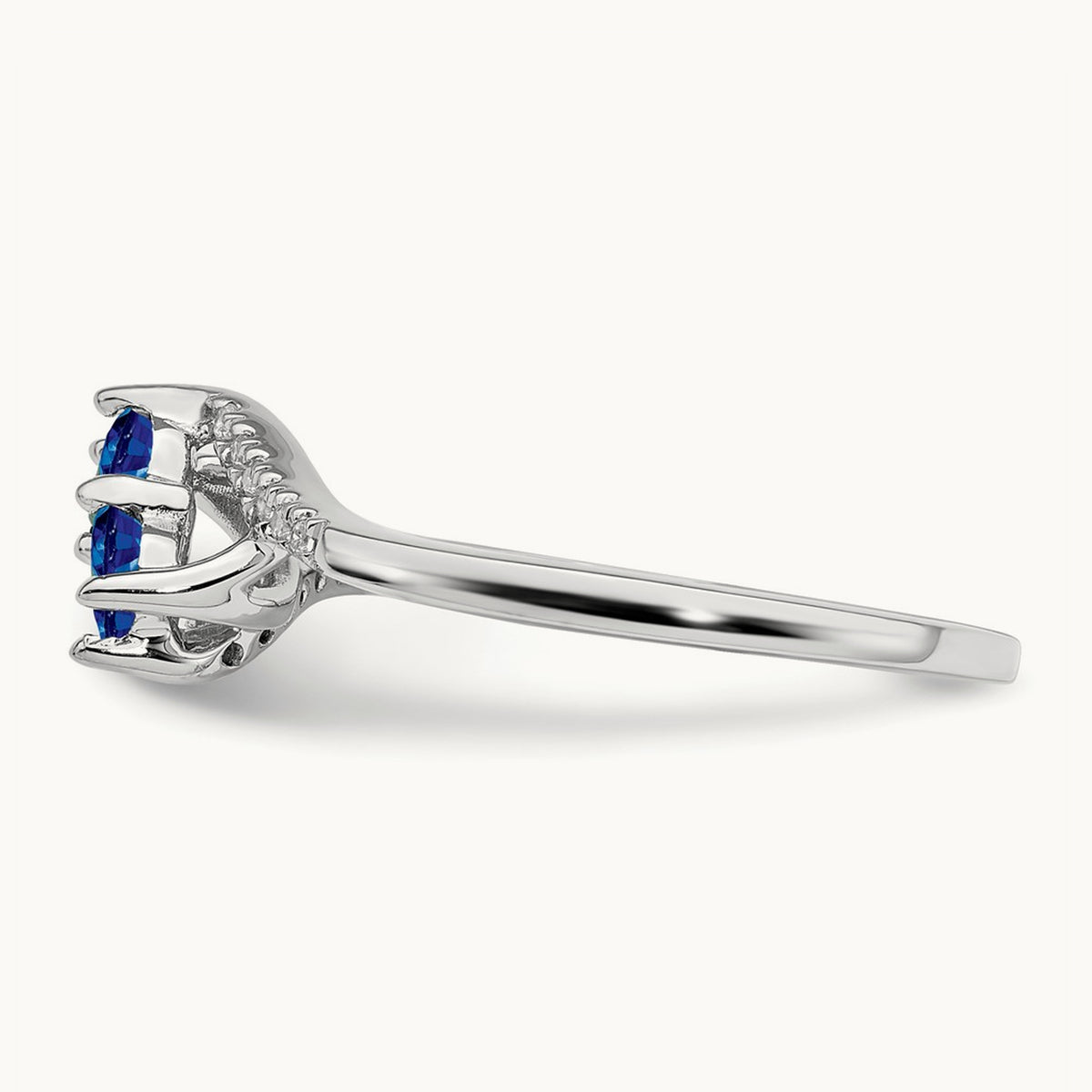 Sapphire and Diamond 2-stone Bypass Ring, 14K White Gold