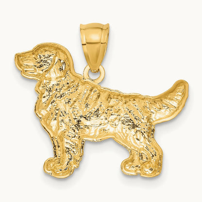 Diamond-cut Golden Retriever Pendant, 14K