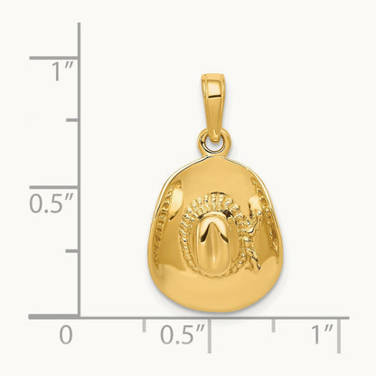 3-D Cowboy Hat Pendant, 14K