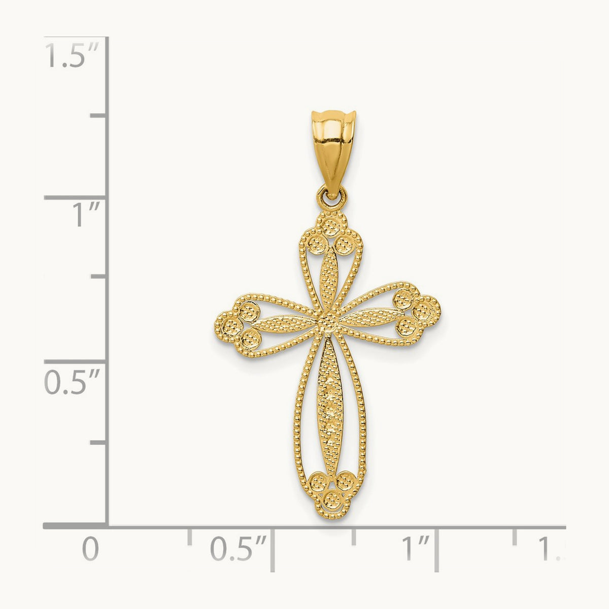 Budded Cross Pendant, 14K