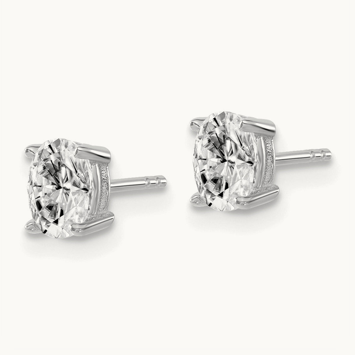 Oval Four-Prong Stud Earrings, 0.50-6.00 ct tw Lab-Grown Diamond — 5/8 ct, 14K White Gold