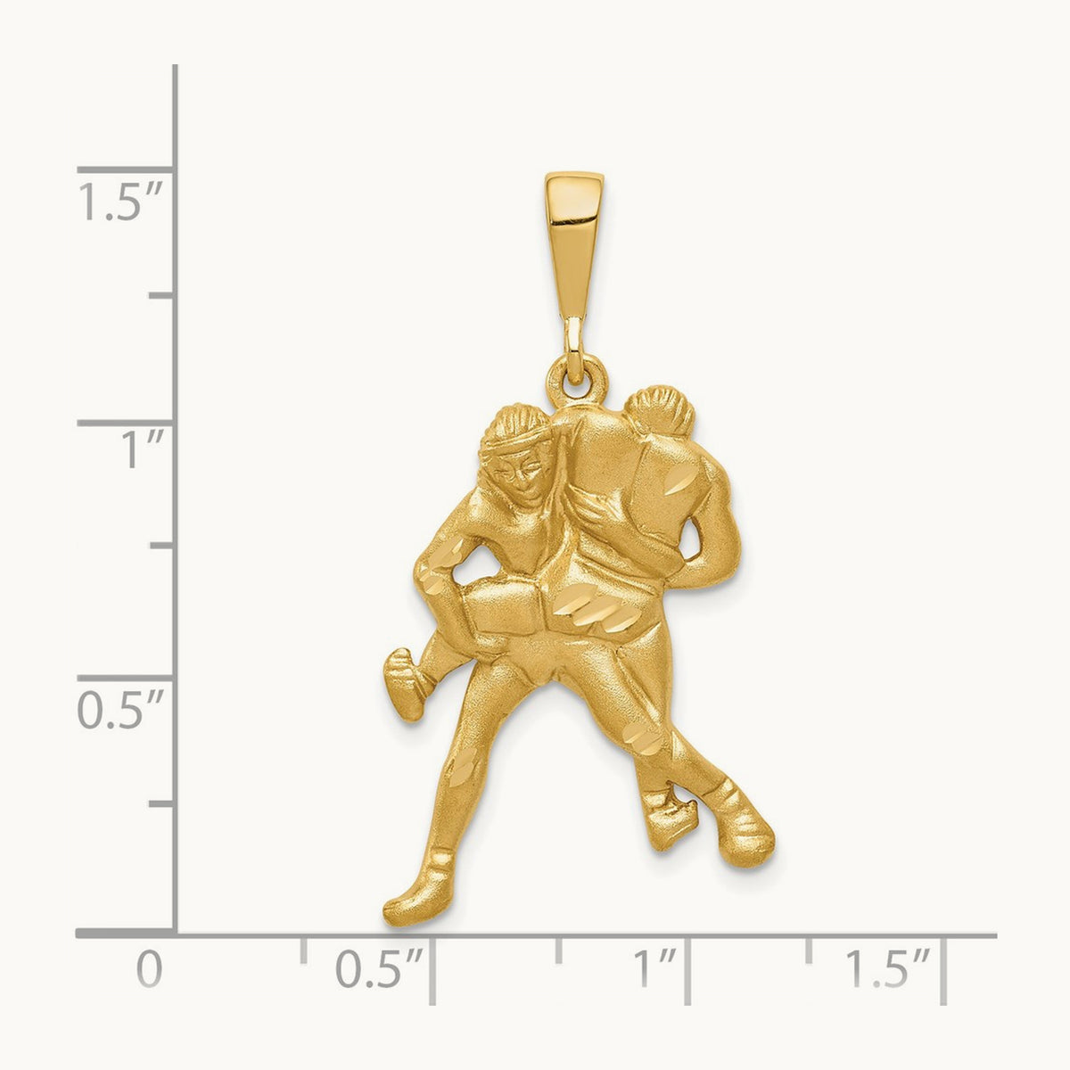 Satin and Diamond-cut Wrestlers Charm, 14K