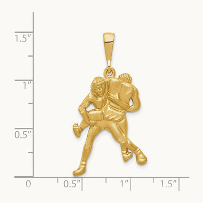 Satin and Diamond-cut Wrestlers Charm, 14K