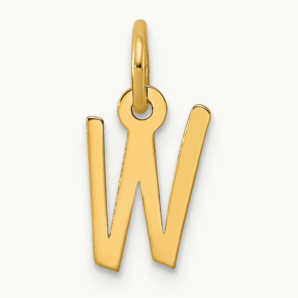 Small Slanted Block Initial Charm — 14K Yellow Gold, W