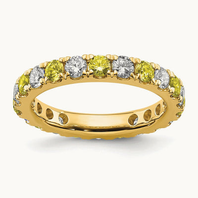 Created Yellow Sapphire Eternity Band, 1.00-1.25 ct tw Lab-Grown Diamond — 14K Yellow Gold