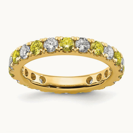 Created Yellow Sapphire Eternity Band, 1.00-1.25 ct tw Lab-Grown Diamond — 14K Yellow Gold