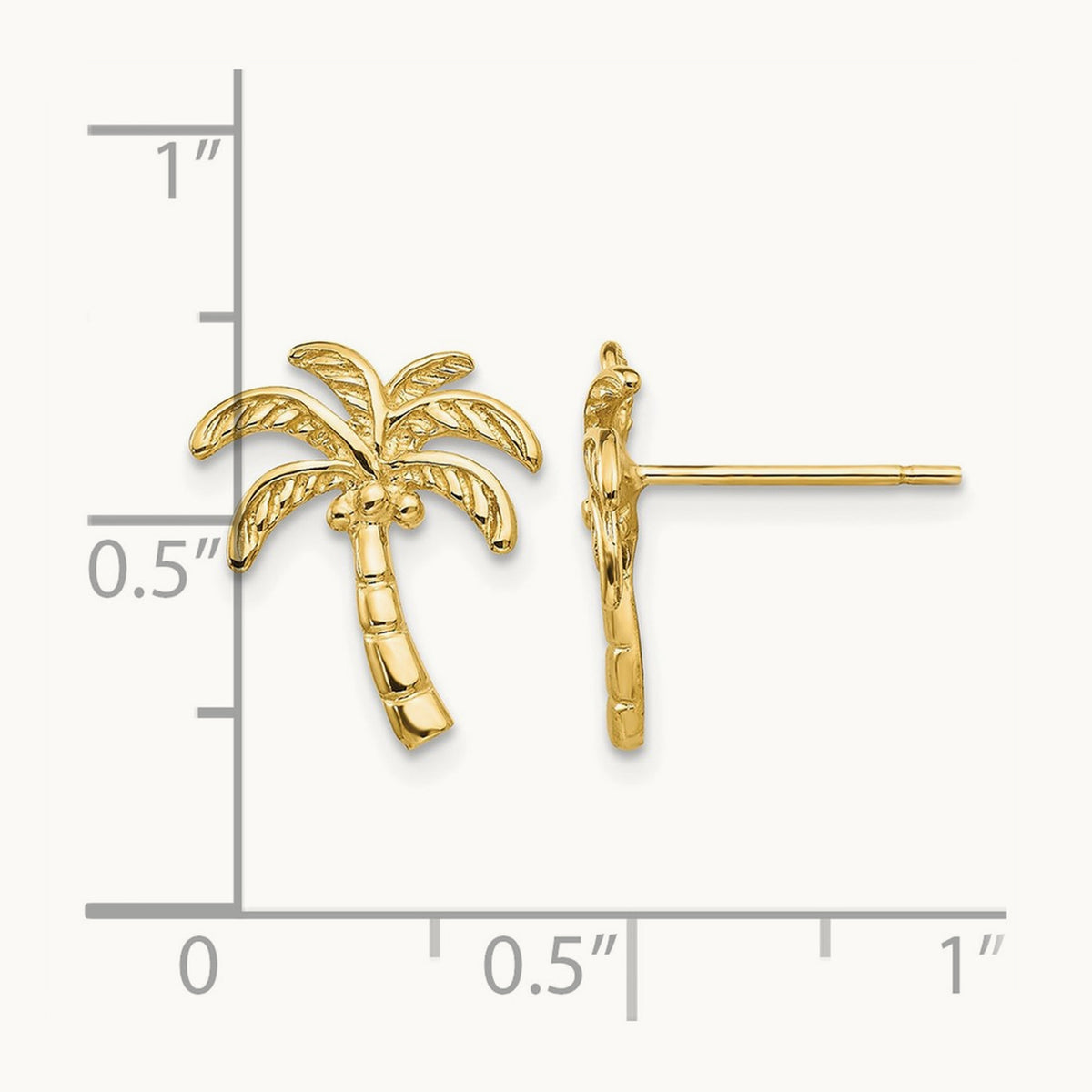 Palm Tree Post Earrings — 14K Yellow Gold