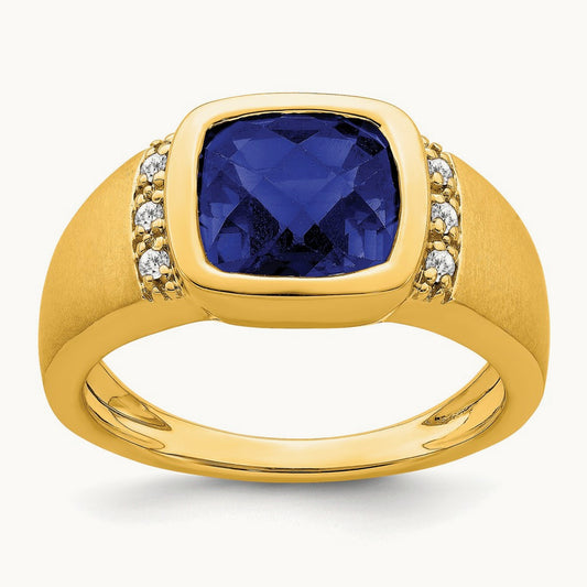 Created Sapphire and Diamond Mens Ring — photo set