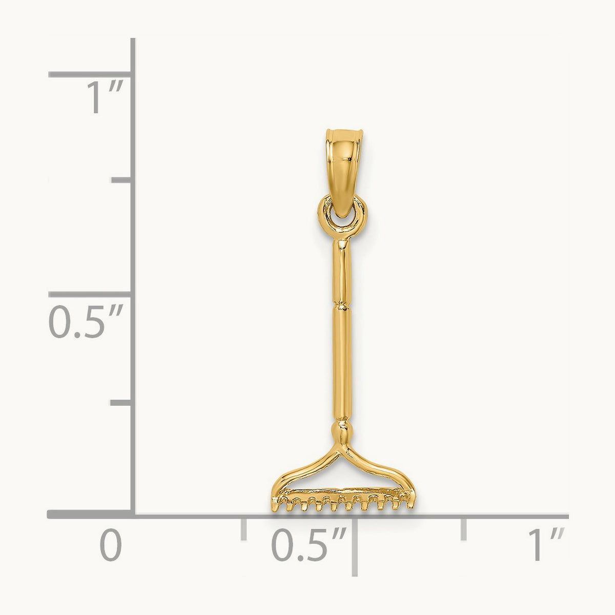 3-D Landscape Rake Garden Tool Charm, 14K