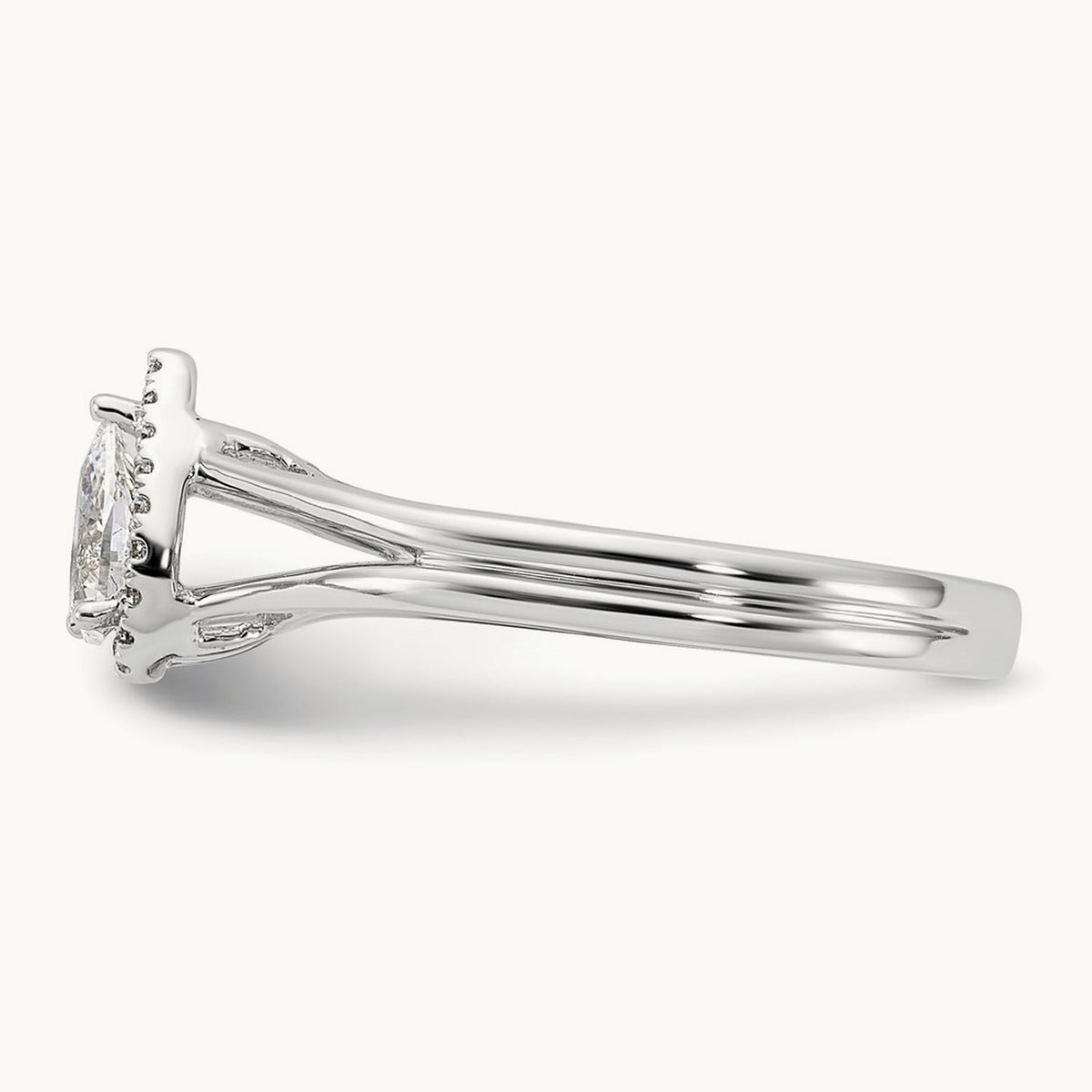 Pear Halo Semi-Mount Split Shank Engagement Ring, 0.07-0.20 ct tw — 1/15 ct, 14K White Gold
