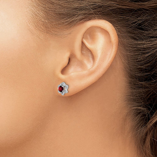 Garnet and Diamond Post Earrings — photo set