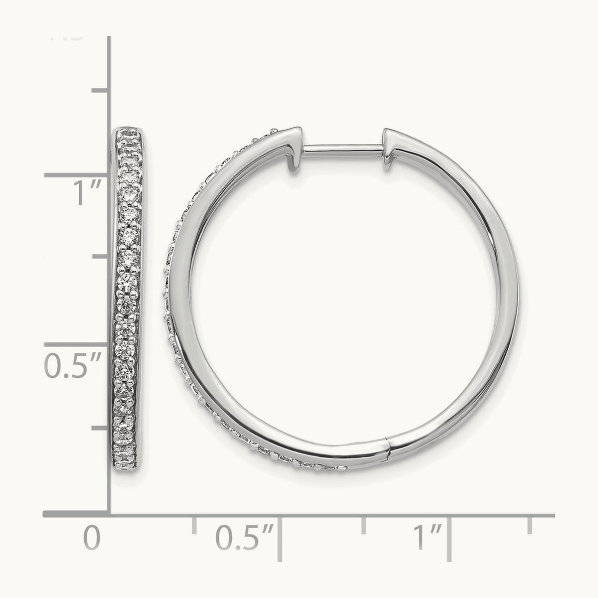 Diamond Hinged Hoop Earrings — 14K White Gold
