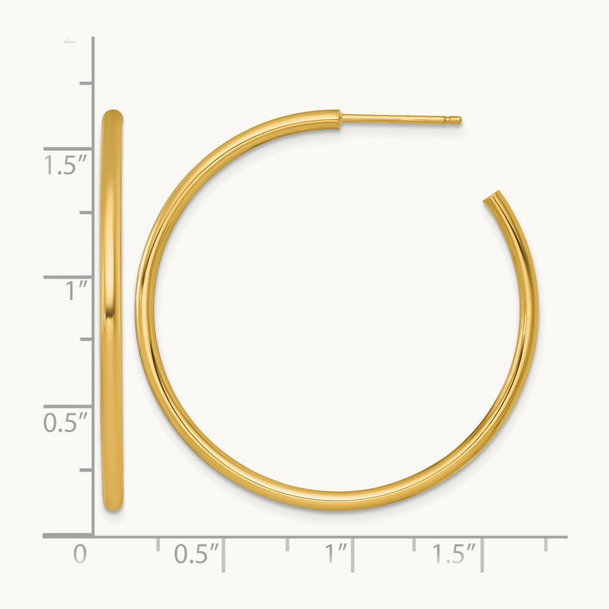 2.0 x Polished Post Hoop Earrings — 14K Yellow Gold