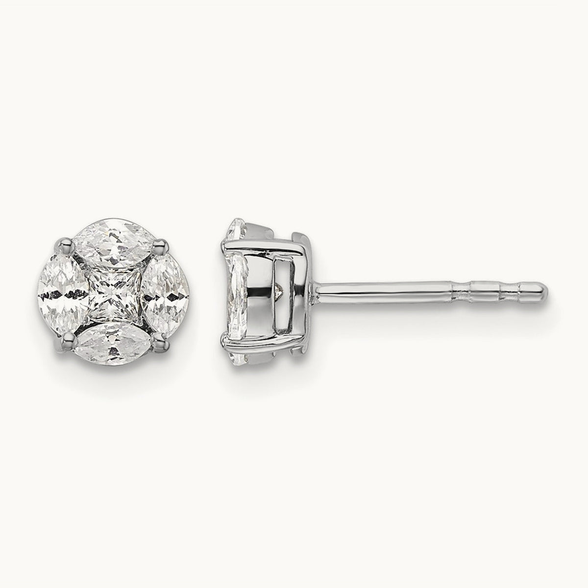 Halo Post Earrings, 0.50-1.00 ct tw Lab-Grown Diamond