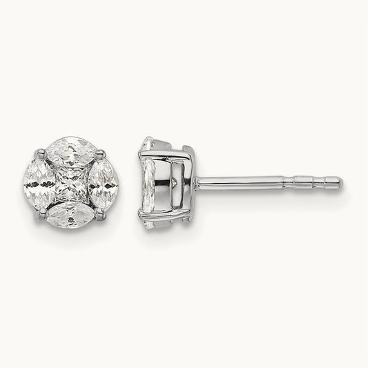 Halo Post Earrings, 0.50-1.00 ct tw Lab-Grown Diamond