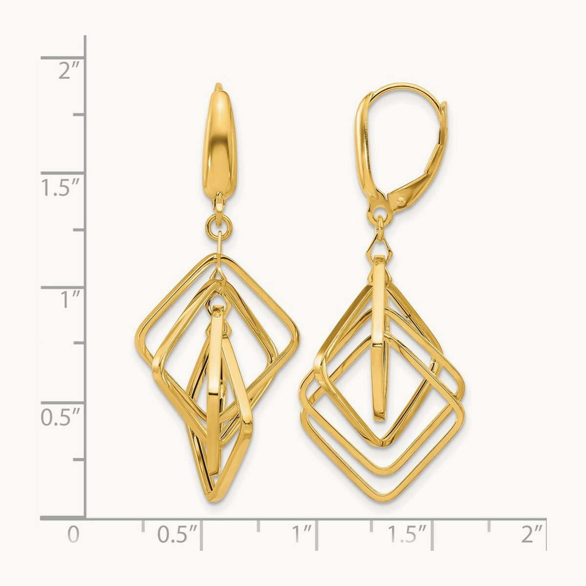Polished Squares Dangle Earrings, 14K — Leslie's