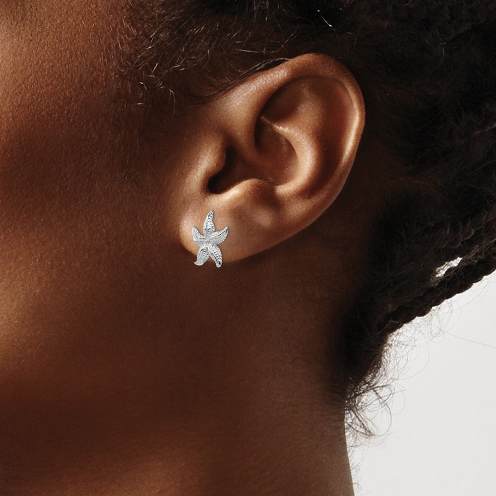 Starfish Earrings — 14K White Gold