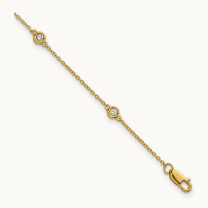 Diamond Station Cable Bracelet — 14K Yellow Gold