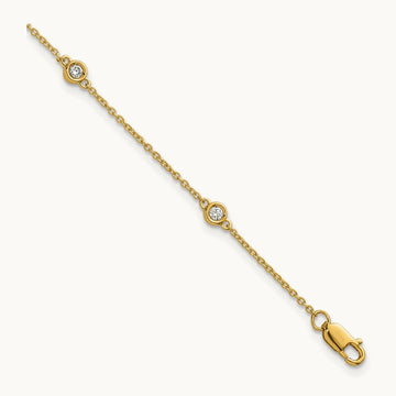 Diamond Station Cable Bracelet — 14K Yellow Gold