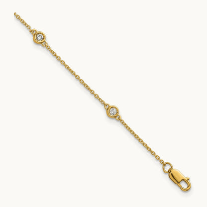 Diamond Station Cable Bracelet — 14K Yellow Gold